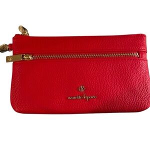 Nanette Lepore Wristlet Tech Wristlet Red Vegan Leather Detachable Strap.